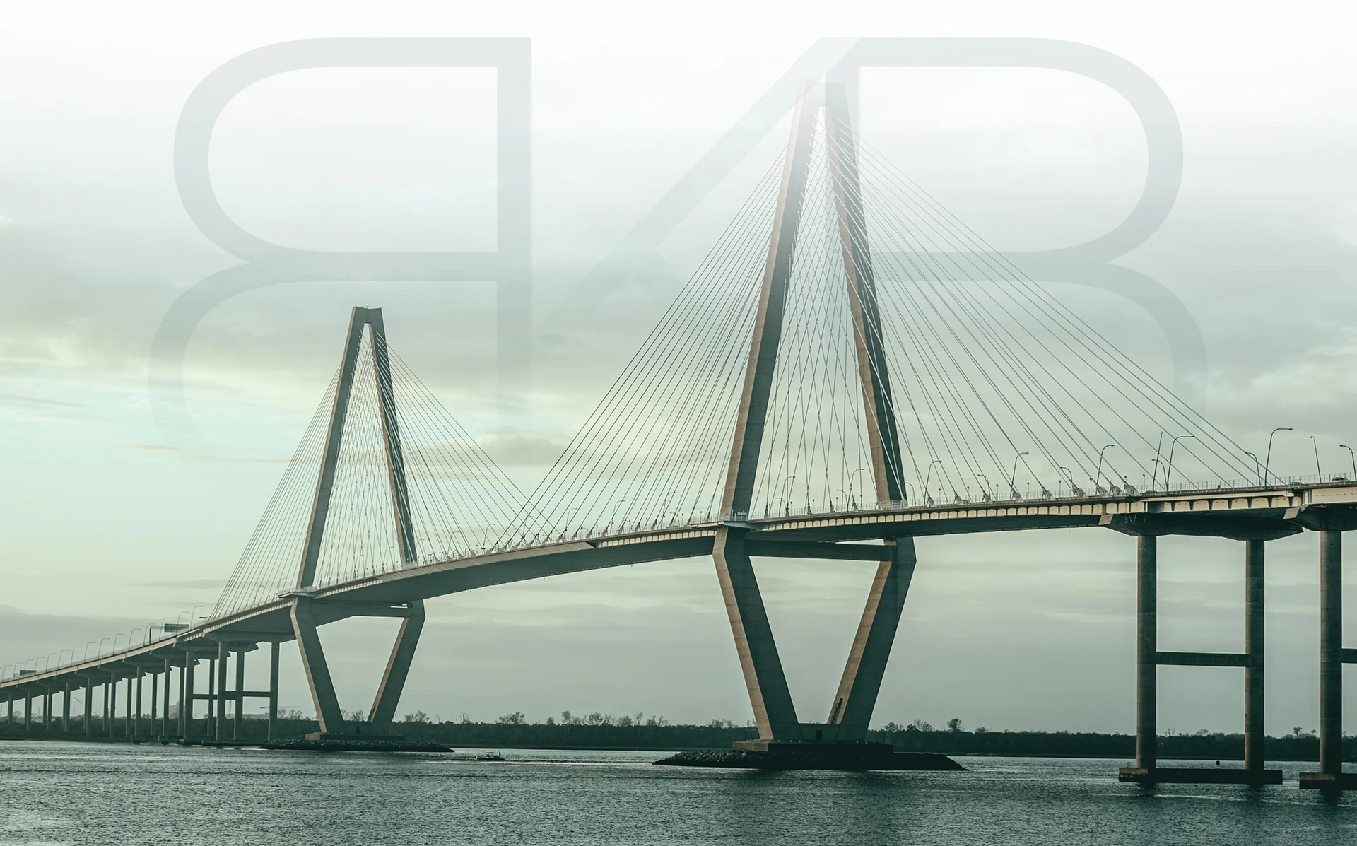 Ariel view of a bridge in Charleston, South Carolina.